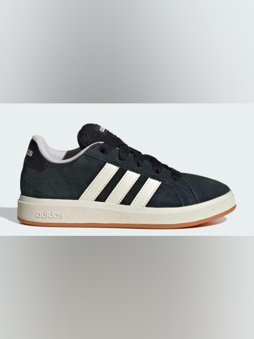 adidas Kids Black Suede Sneakers with White Stripes Size 12K